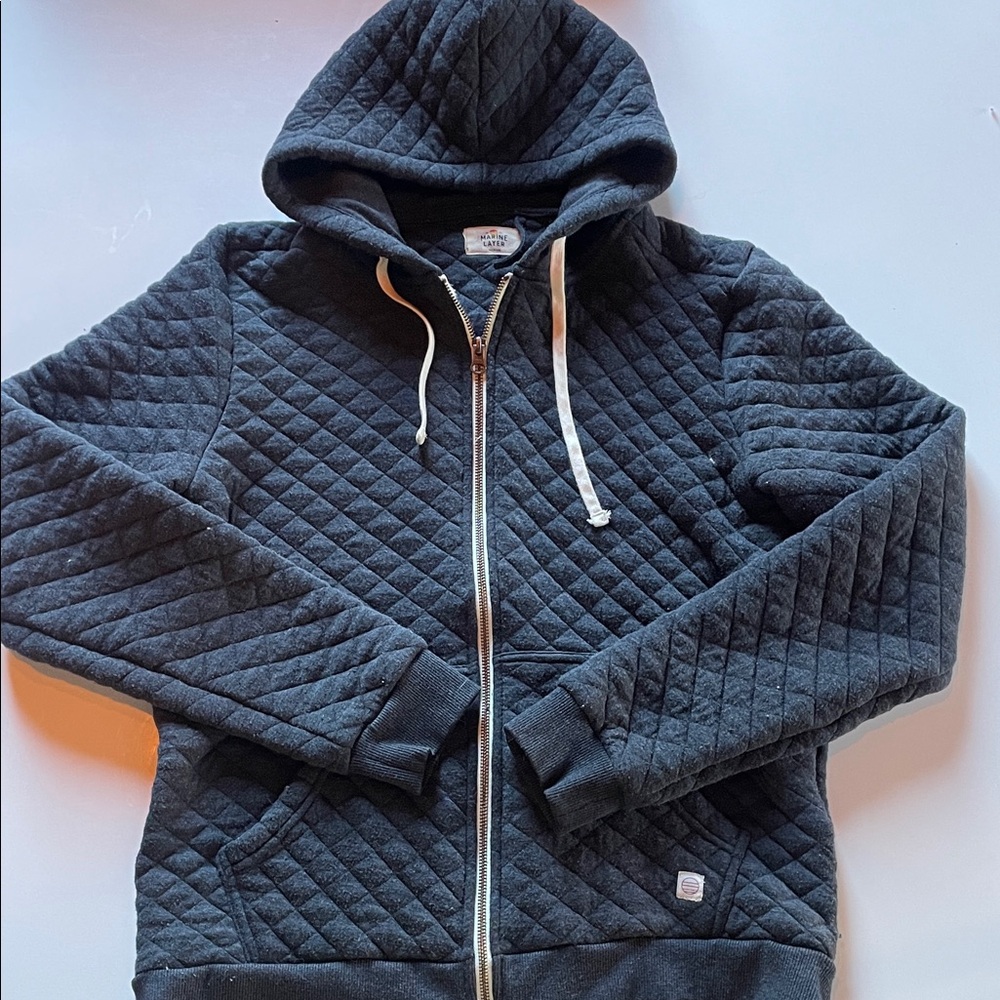 Marine Layer Quilted Charcoal Hoodie